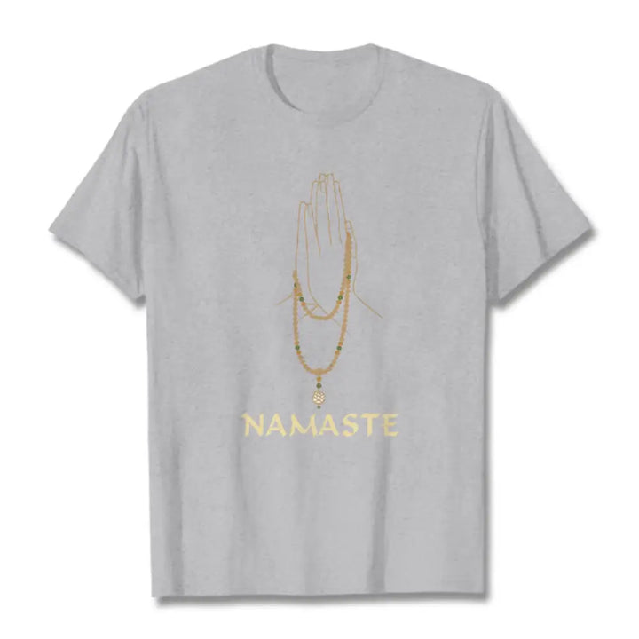 Buddha Stones NAMASTE Tee T-shirt - LightGrey / S - T-Shirts