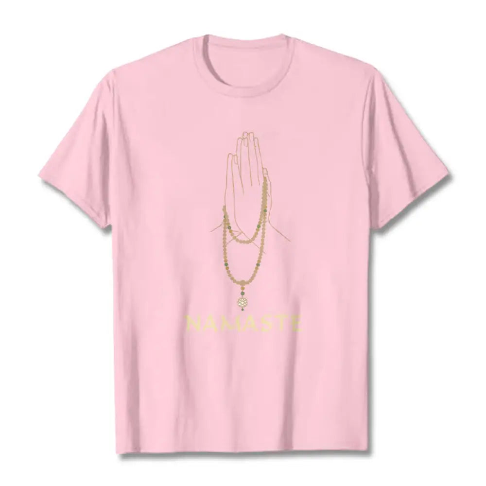 Buddha Stones NAMASTE Tee T-shirt - LightPink / S - T-Shirts