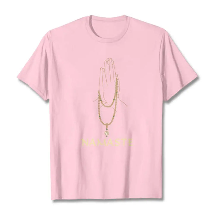 Buddha Stones NAMASTE Tee T-shirt - LightPink / S - T-Shirts