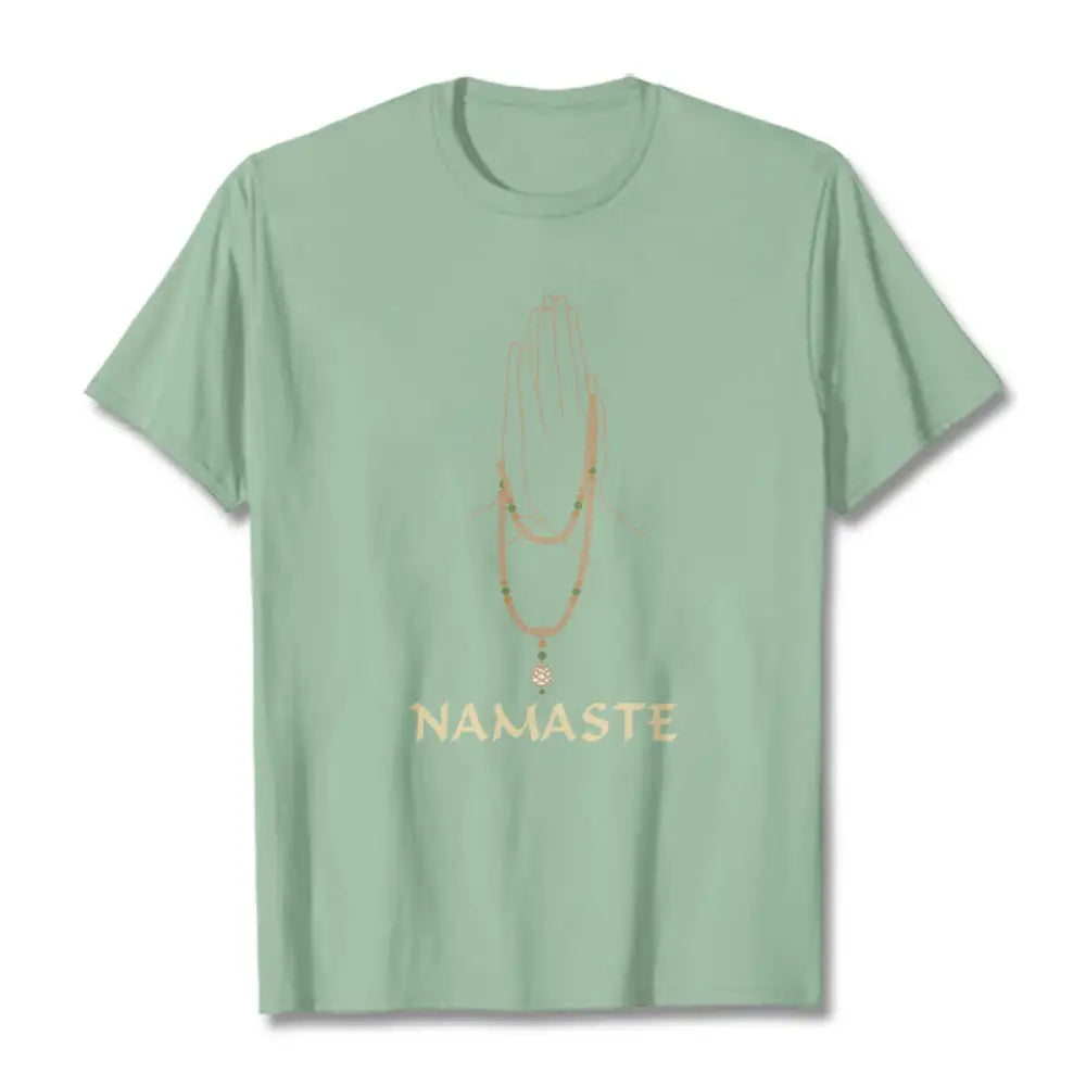Buddha Stones NAMASTE Tee T-shirt - PaleGreen / S - T-Shirts
