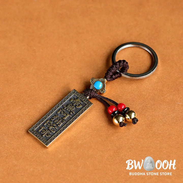 Buddha Stones Namo Amitabha Peace Blessing Keychain - Copper - Key Chain