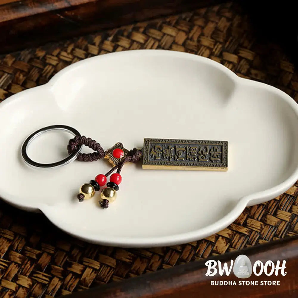 Buddha Stones Namo Amitabha Peace Blessing Keychain - Copper - Key Chain
