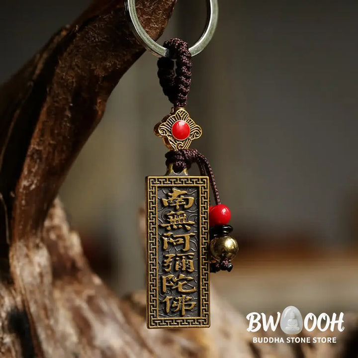 Buddha Stones Namo Amitabha Peace Blessing Keychain - Copper - Key Chain