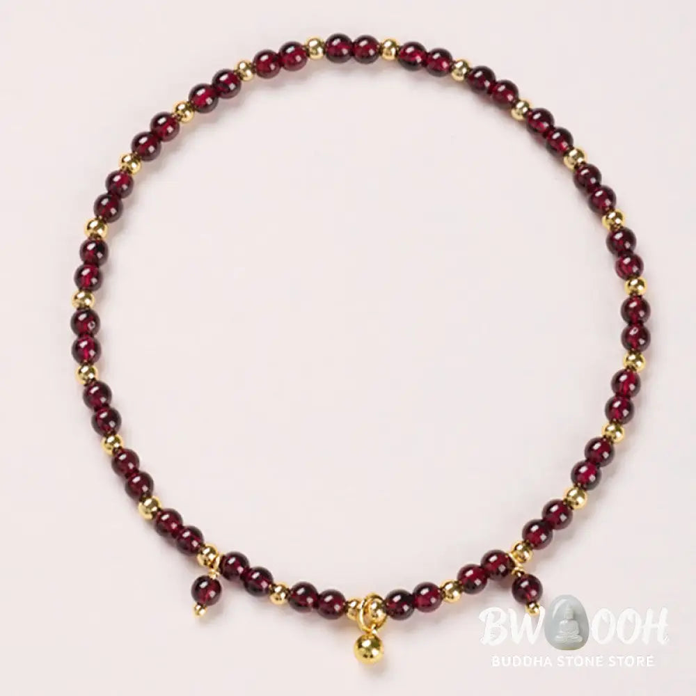 Buddha Stones Natural 4mm Garnet Copper Gold Plated Calm Anklet - Anklet