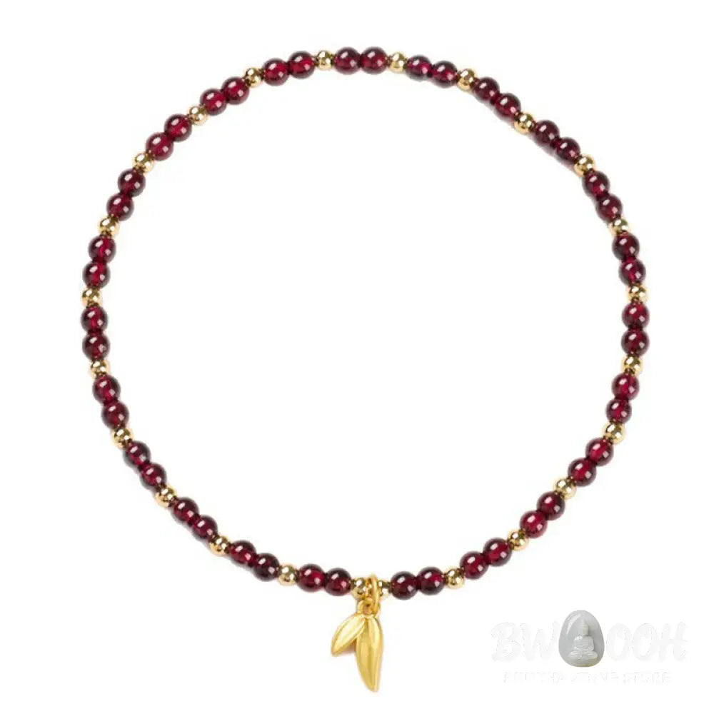 Buddha Stones Natural 4mm Garnet Copper Gold Plated Calm Anklet - Anklet