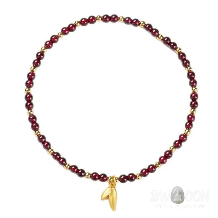 Buddha Stones Natural 4mm Garnet Copper Gold Plated Calm Anklet - Anklet
