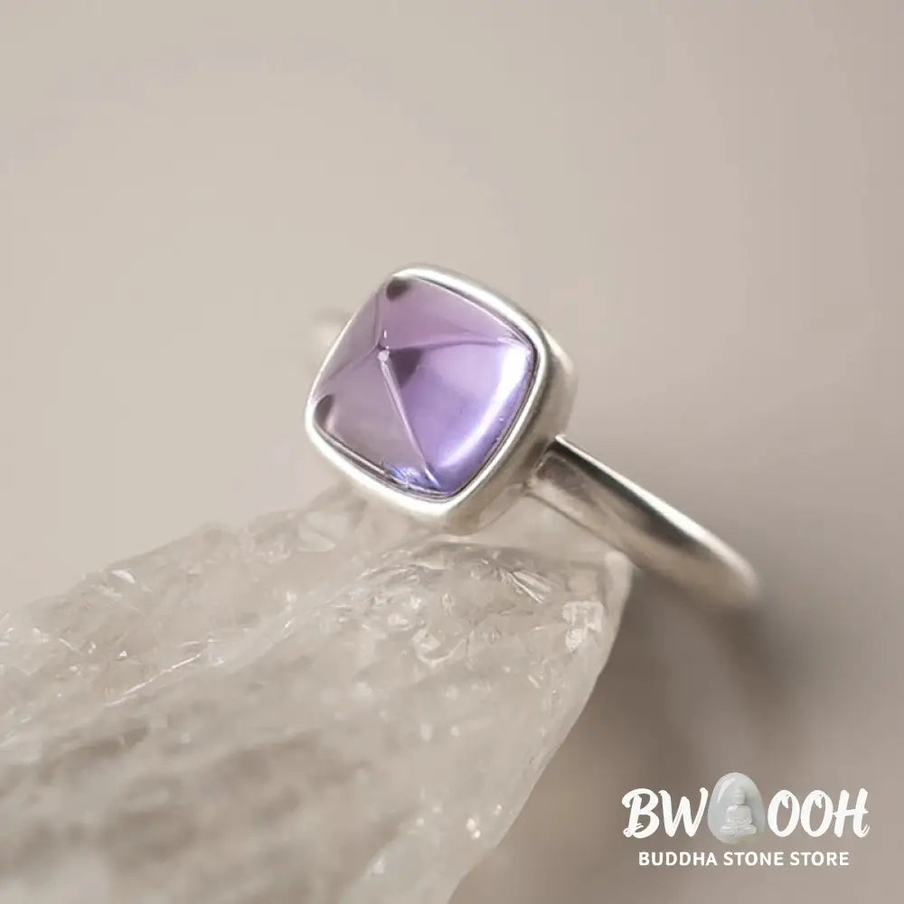 Buddha Stones Natural 925 Sterling Silver Amethyst Adjustable Balance Ring - Ring