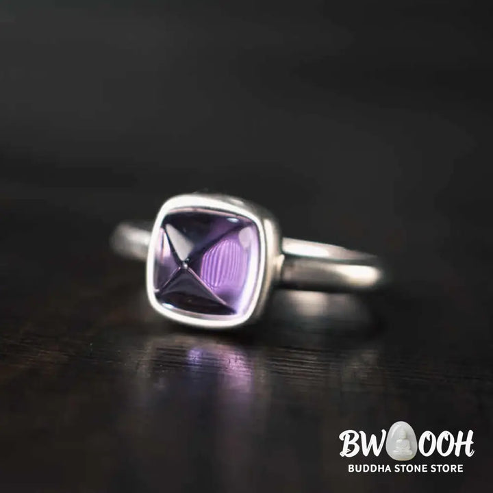 Buddha Stones Natural 925 Sterling Silver Amethyst Adjustable Balance Ring - Ring