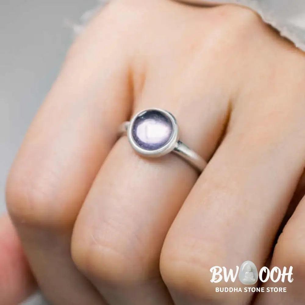 Buddha Stones Natural 925 Sterling Silver Amethyst Adjustable Balance Ring - Ring
