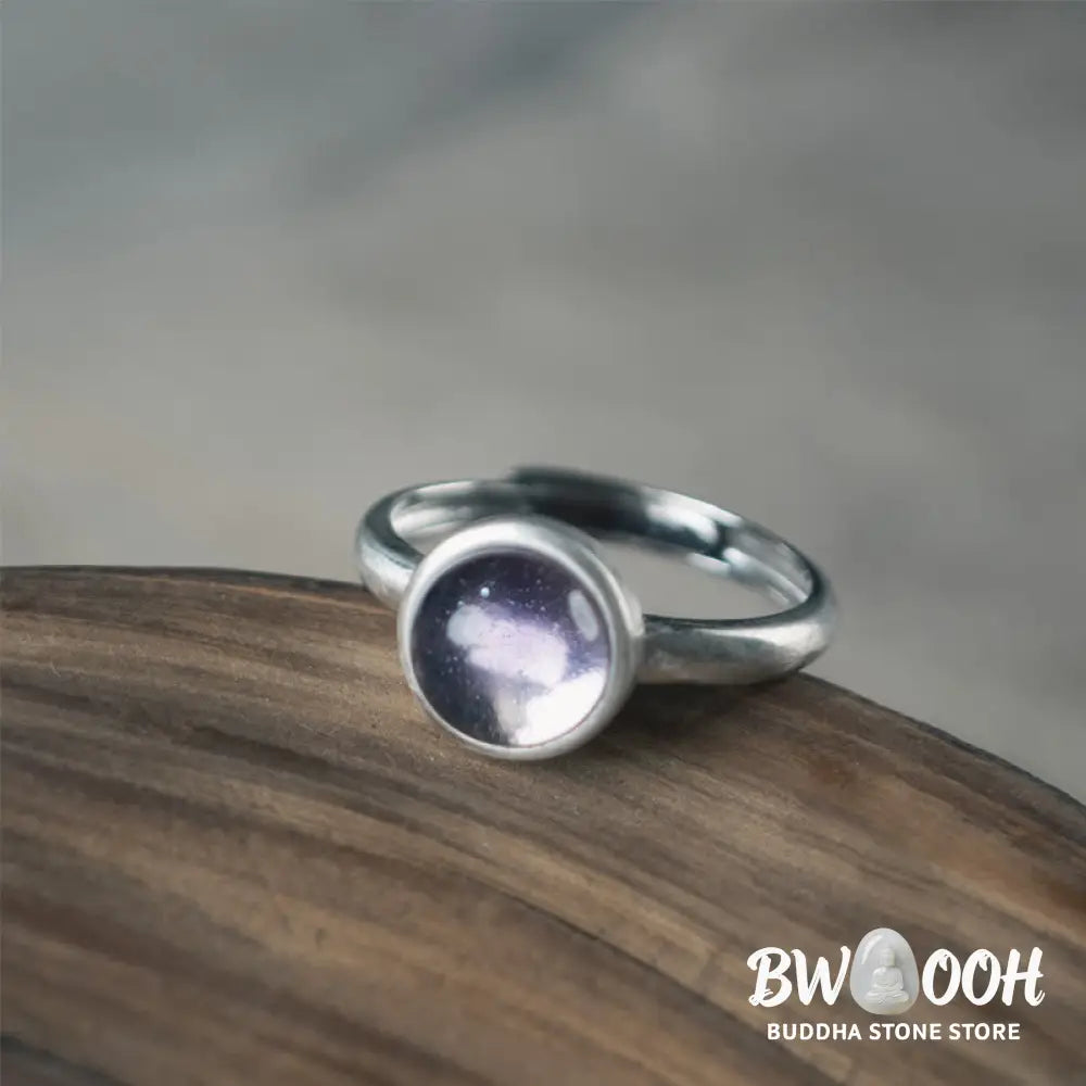 Buddha Stones Natural 925 Sterling Silver Amethyst Adjustable Balance Ring - Ring
