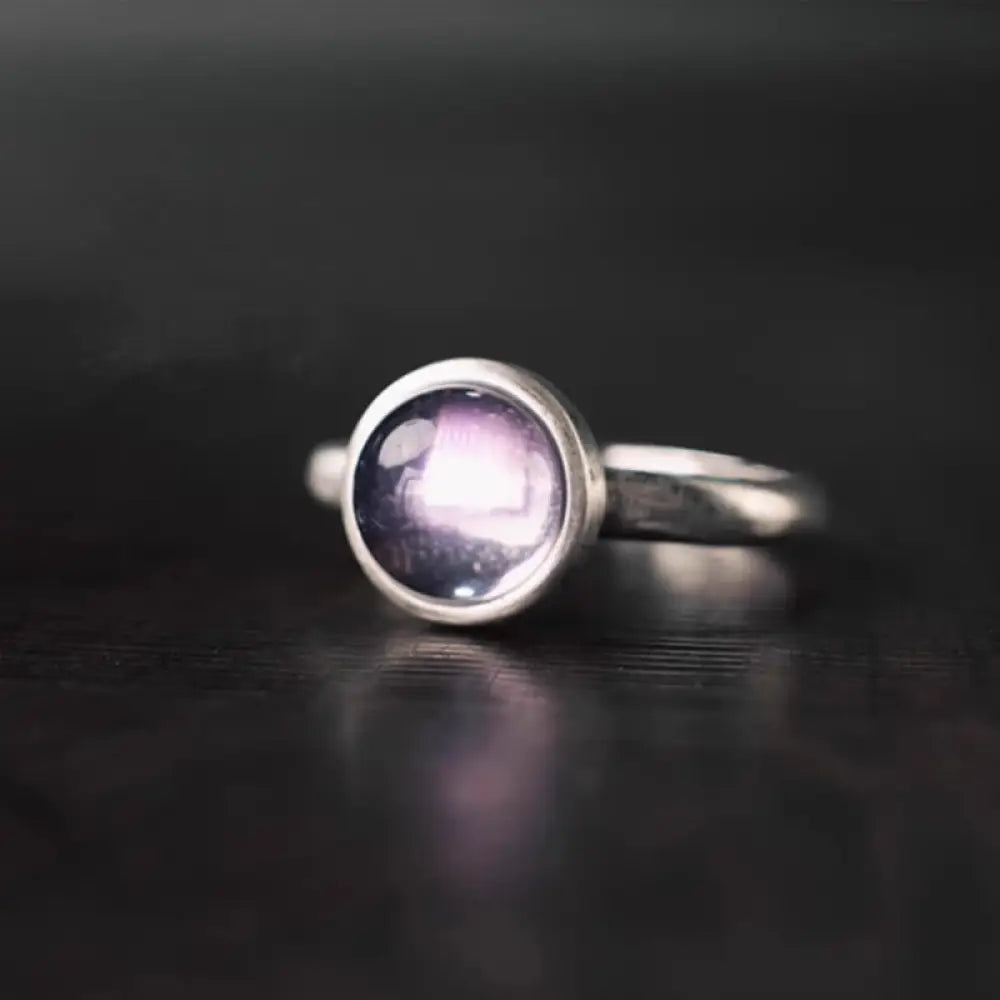 BWOOOH Natural 925 Sterling Silver Amethyst Adjustable Balance Ring — Sterling Silver crystal healing bracelet for spiritu...