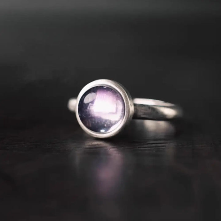 BWOOOH Natural 925 Sterling Silver Amethyst Adjustable Balance Ring — Sterling Silver crystal healing bracelet for spiritu...