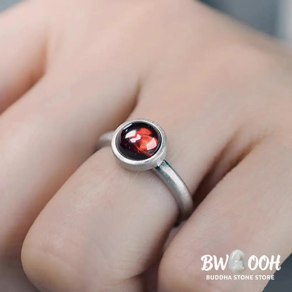 Buddha Stones Natural 925 Sterling Silver Garnet Adjustable Protection Ring - Garnet(Adjustable) - Ring