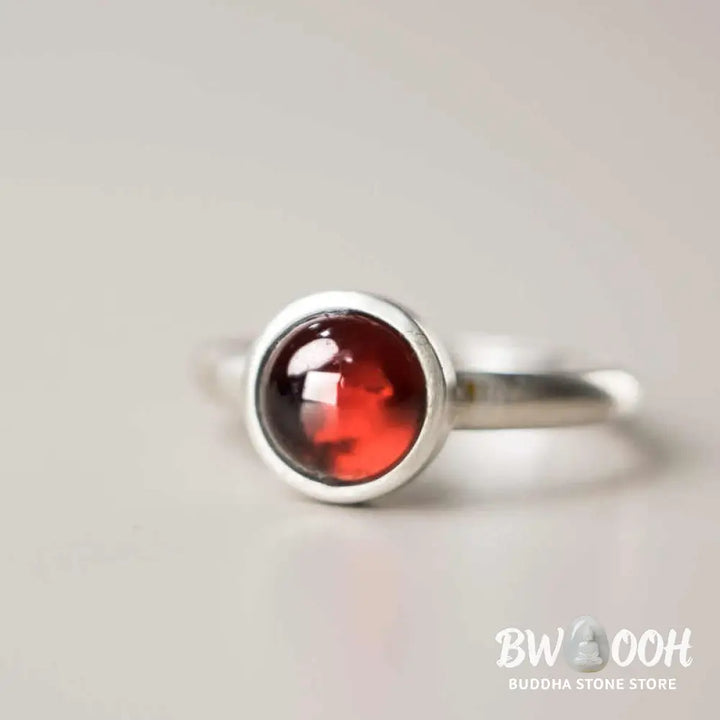 Buddha Stones Natural 925 Sterling Silver Garnet Adjustable Protection Ring - Garnet(Adjustable) - Ring