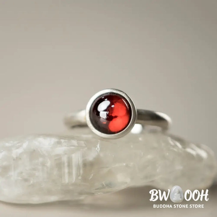 Buddha Stones Natural 925 Sterling Silver Garnet Adjustable Protection Ring - Garnet(Adjustable) - Ring