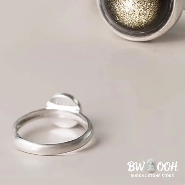 Buddha Stones Natural 925 Sterling Silver Gold Sheen Obsidian Adjustable Wealth Ring - Ring