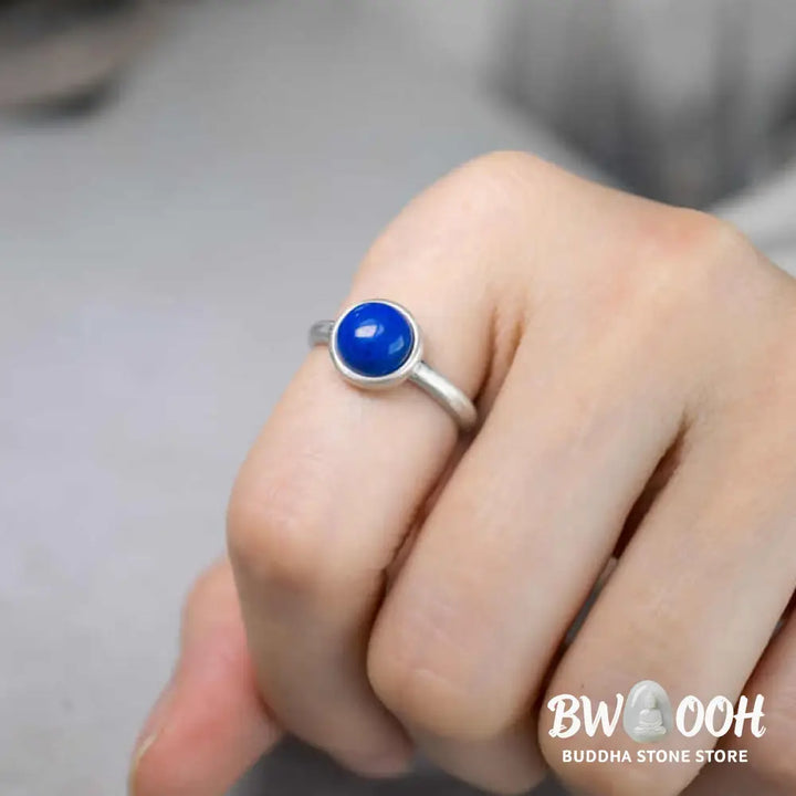 Buddha Stones Natural 925 Sterling Silver Lazurite Turquoise Adjustable Balance Ring - Ring