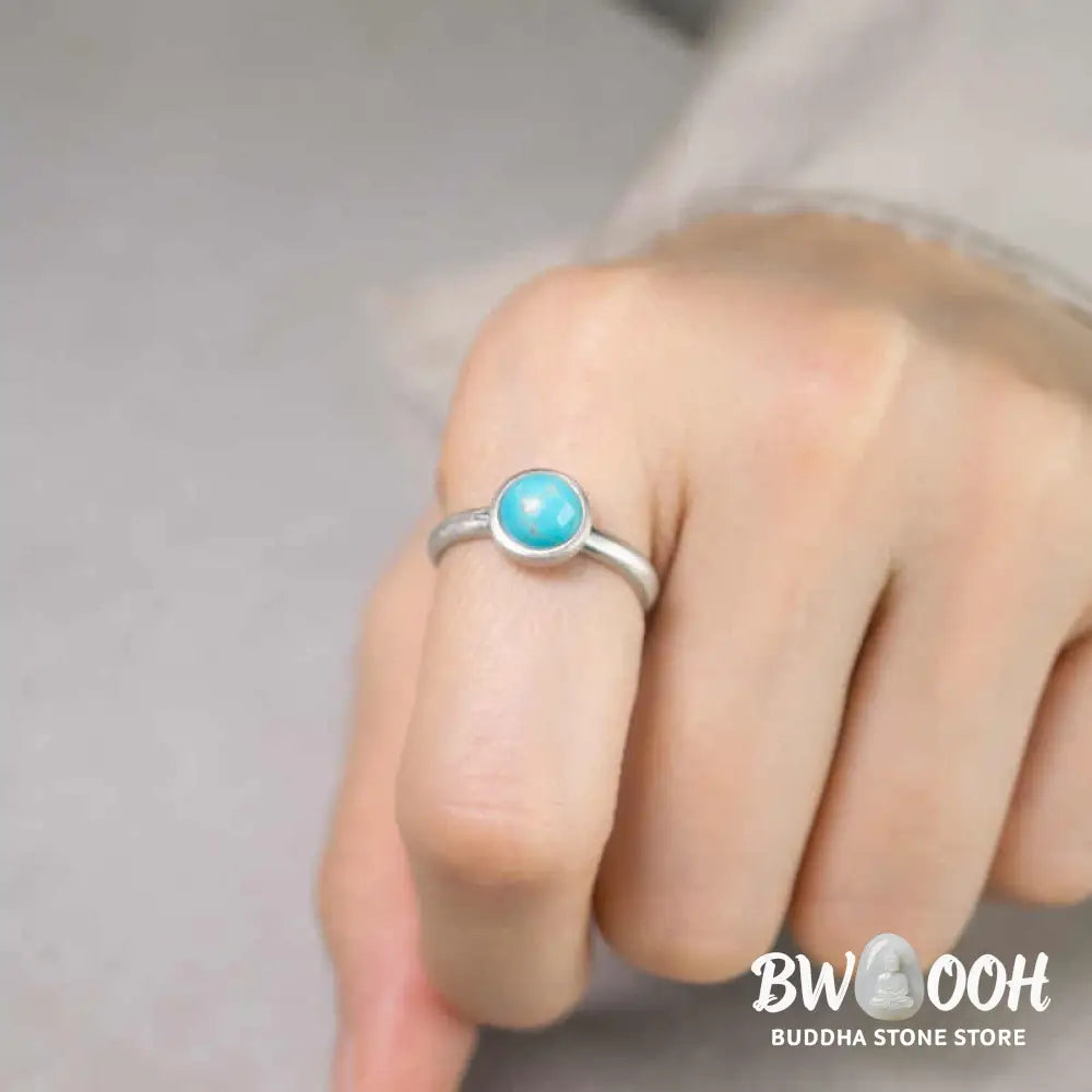 Buddha Stones Natural 925 Sterling Silver Lazurite Turquoise Adjustable Balance Ring - Ring