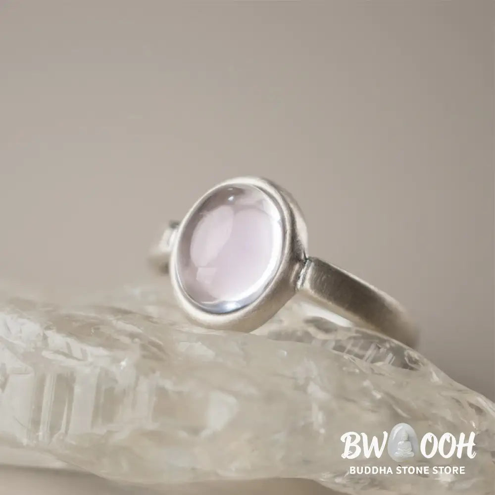 Buddha Stones Natural 925 Sterling Silver Pink Crystal Adjustable Warmth Ring - Ring