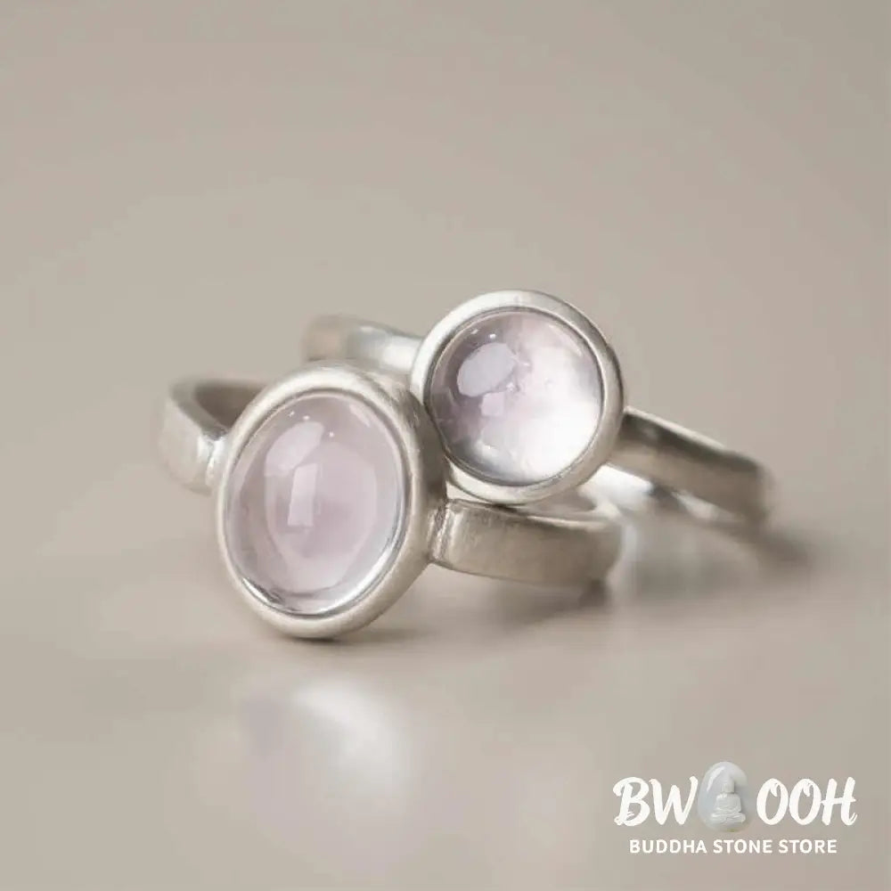 Buddha Stones Natural 925 Sterling Silver Pink Crystal Adjustable Warmth Ring - Ring