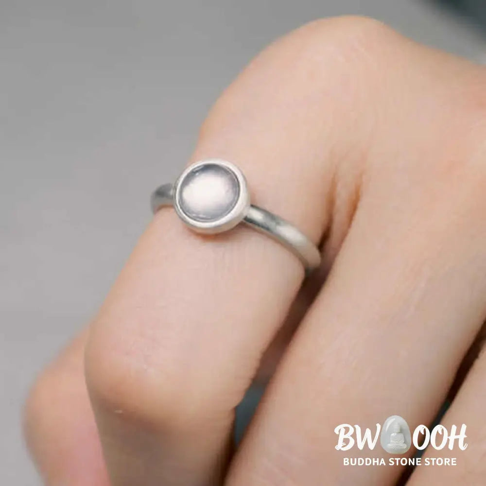 Buddha Stones Natural 925 Sterling Silver Pink Crystal Adjustable Warmth Ring - Ring