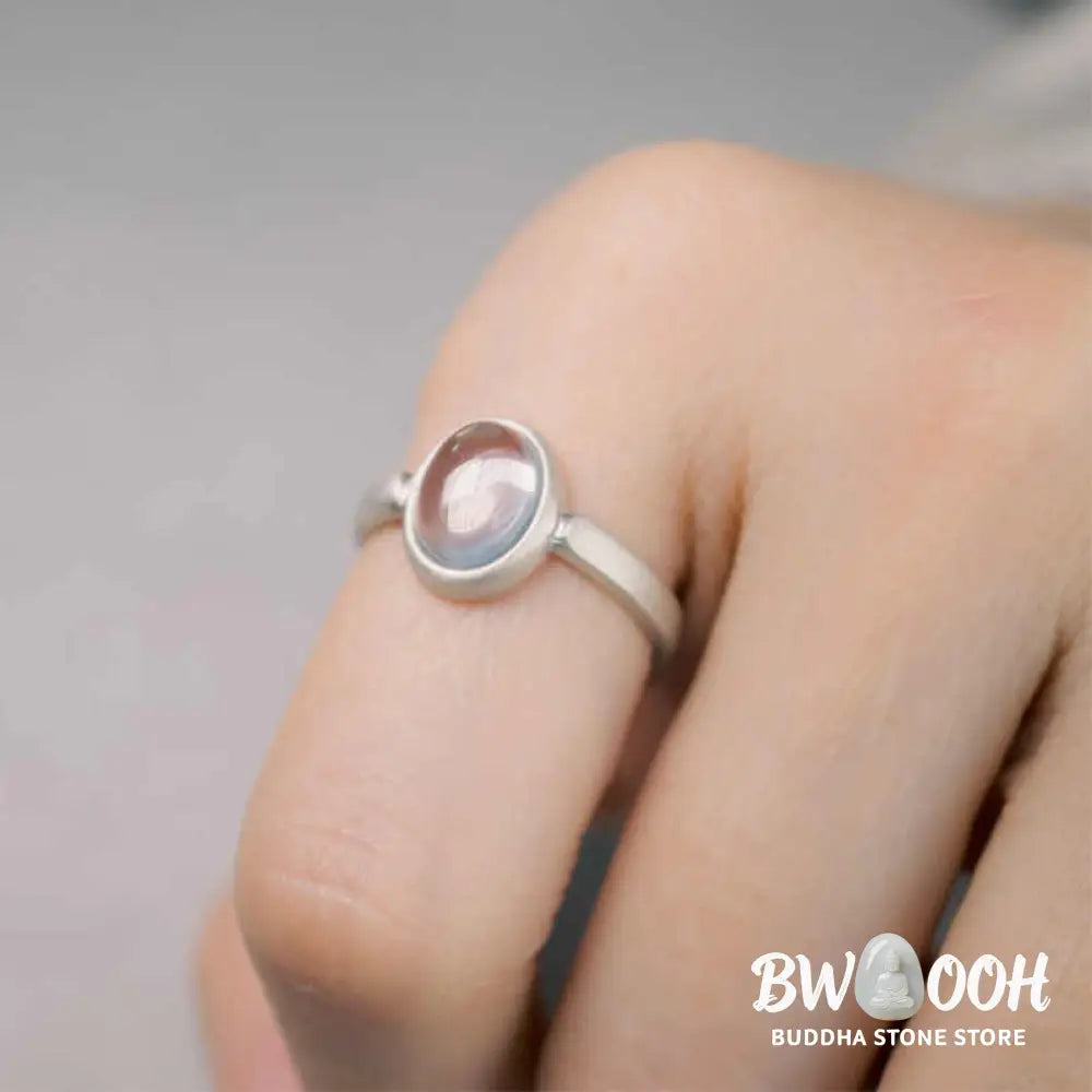 Buddha Stones Natural 925 Sterling Silver Pink Crystal Adjustable Warmth Ring - Ring