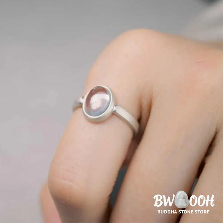 Buddha Stones Natural 925 Sterling Silver Pink Crystal Adjustable Warmth Ring - Ring