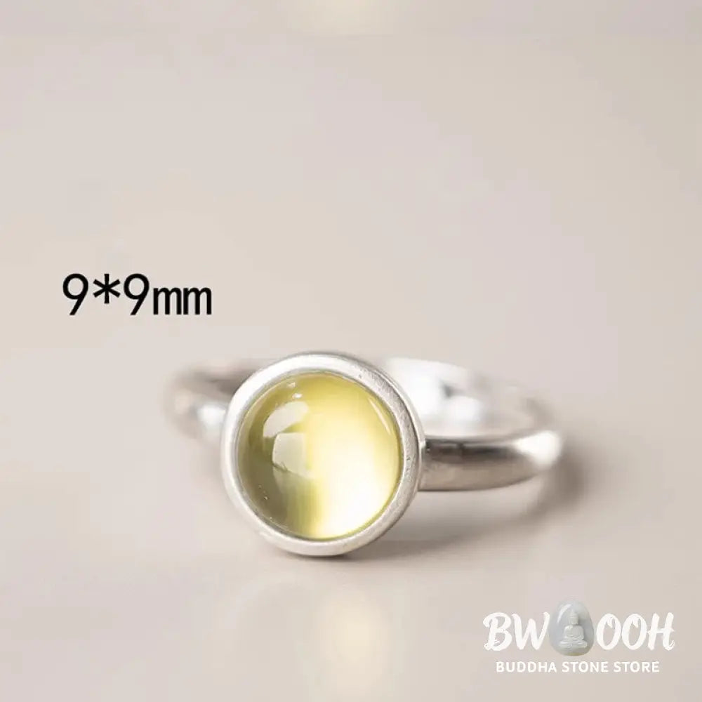 Buddha Stones Natural 925 Sterling Silver Prehnite Citrine Adjustable Happiness Ring - Ring