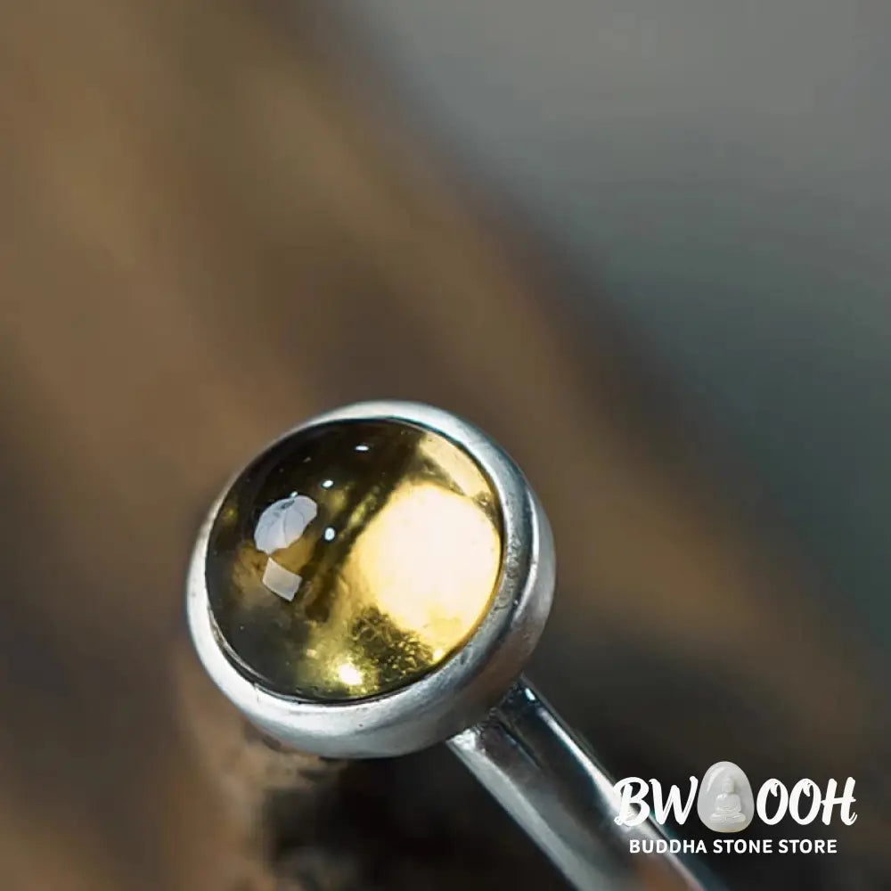 Buddha Stones Natural 925 Sterling Silver Prehnite Citrine Adjustable Happiness Ring - Ring