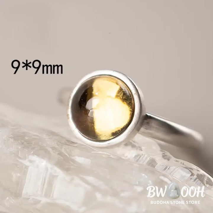 Buddha Stones Natural 925 Sterling Silver Prehnite Citrine Adjustable Happiness Ring - Ring