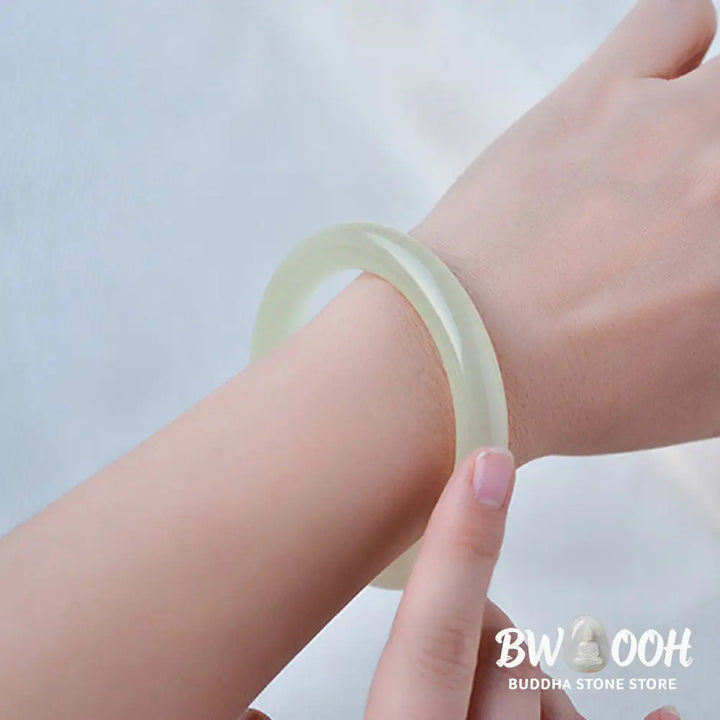 Buddha Stones Natural Afghanistan Jade Abundance Cuff Bracelet Bangle - BWOOOH - Bracelet Bangle