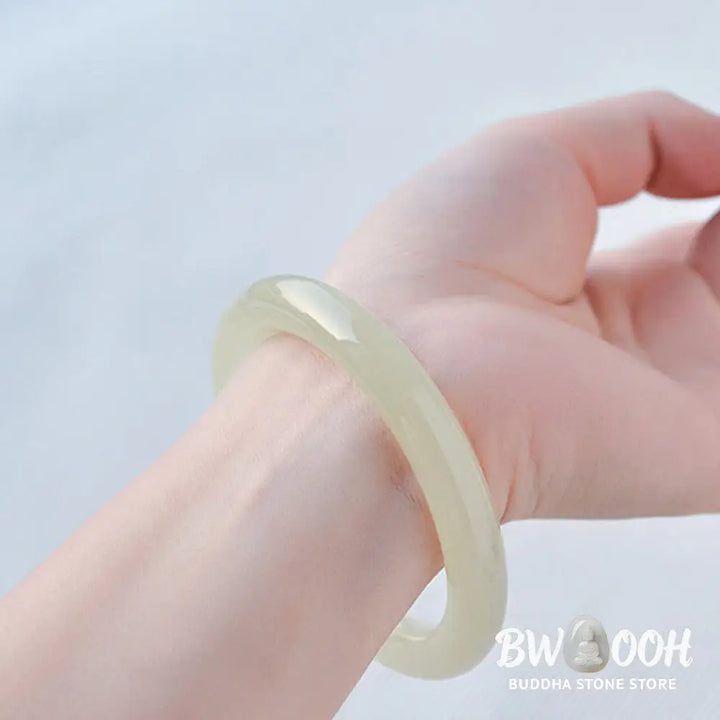 Buddha Stones Natural Afghanistan Jade Abundance Cuff Bracelet Bangle - BWOOOH - Bracelet Bangle
