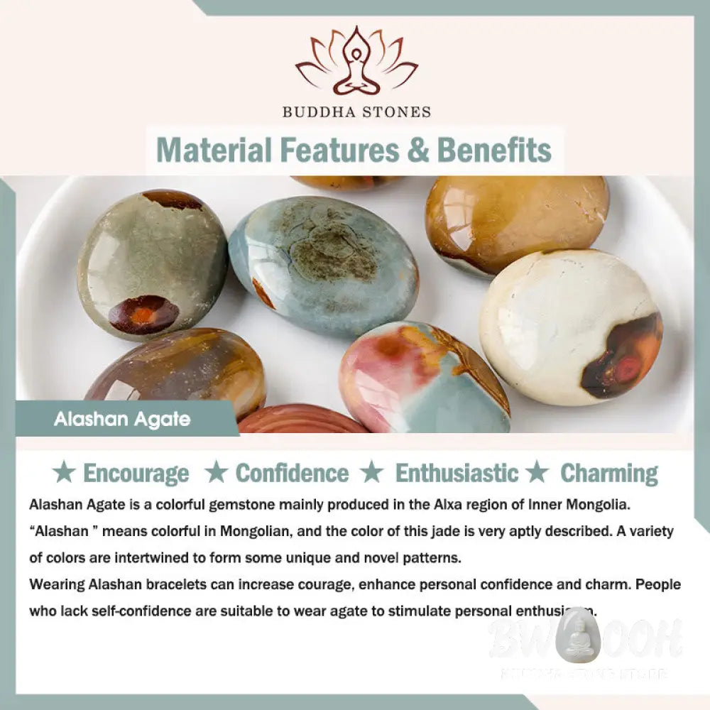 Buddha Stones Natural Alashan Agate Encourage Bracelet - BWOOOH - Alashan Agate(Wrist Circumference: 14-17cm) - Bracelet