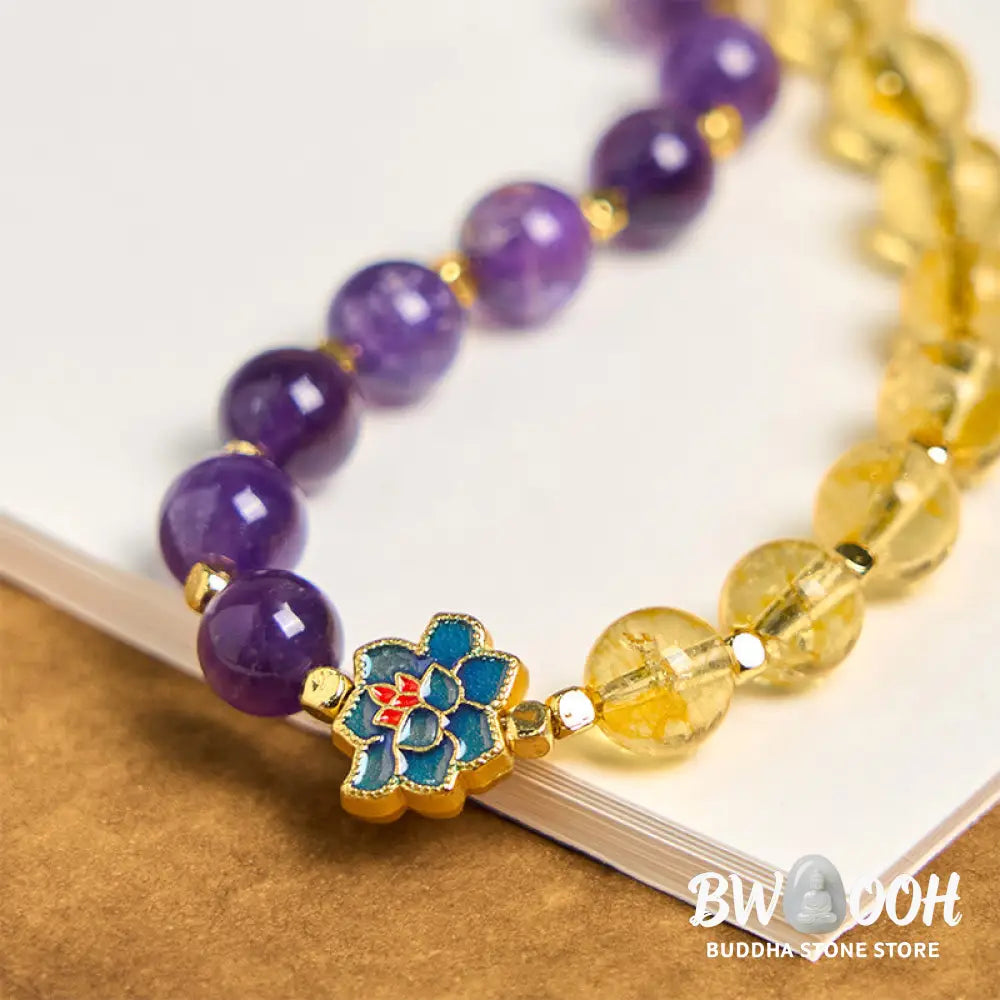 Buddha Stones Natural Amethyst Citrine Healing Key Chain Phone Hanging Decoration - Amethyst Citrine - Key Chain
