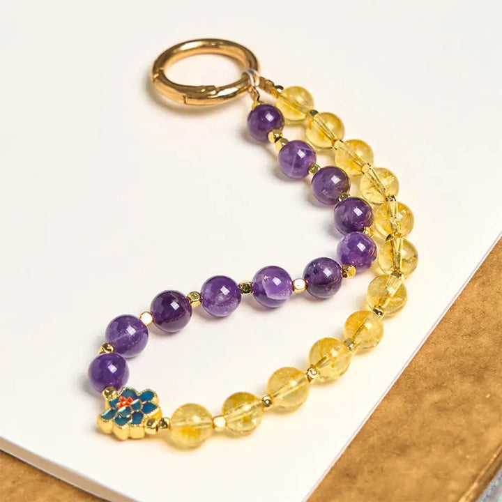 BWOOOH Natural Amethyst Citrine Healing Key Chain Phone H
