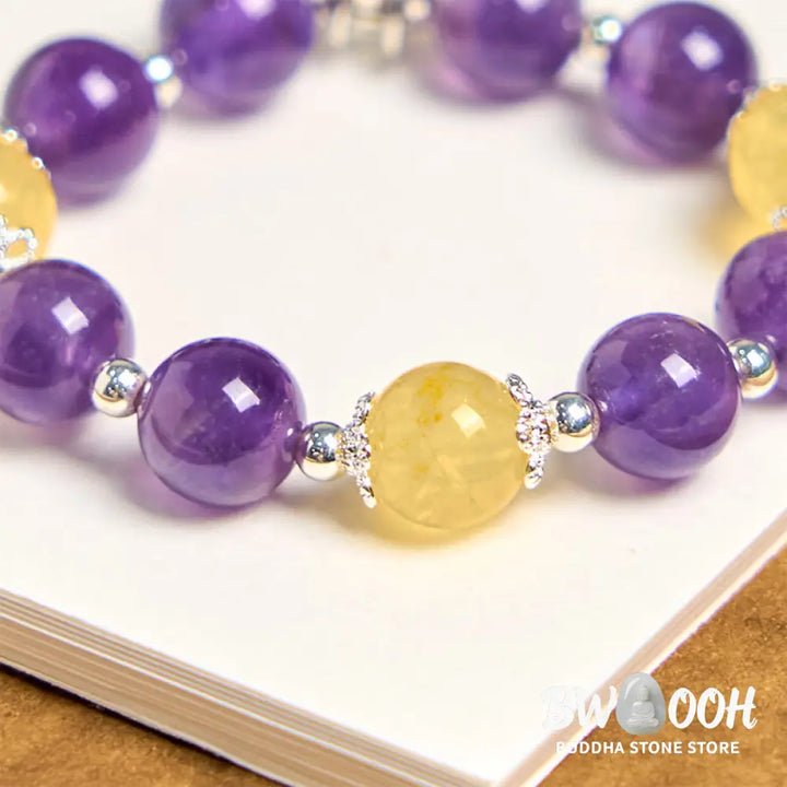 Buddha Stones Natural Amethyst Citrine Positive Key Chain Bag Hanging Decoration - Amethyst Citrine - Key Chain