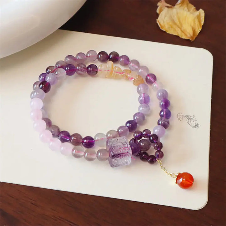 BWOOOH Natural Amethyst Citrine Positive Transformation Double Wrap Bracelet - BWOOOH - Amethyst(Wrist