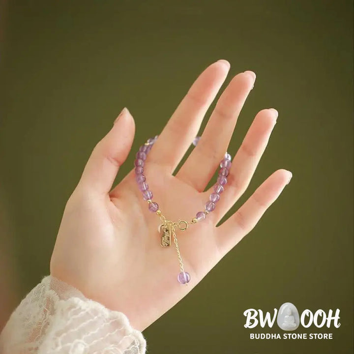 BWOOOH Natural Amethyst Crystal Relieves Stress Bracelet - Amethyst (Spiritual Awareness ♥ Inner Peace)