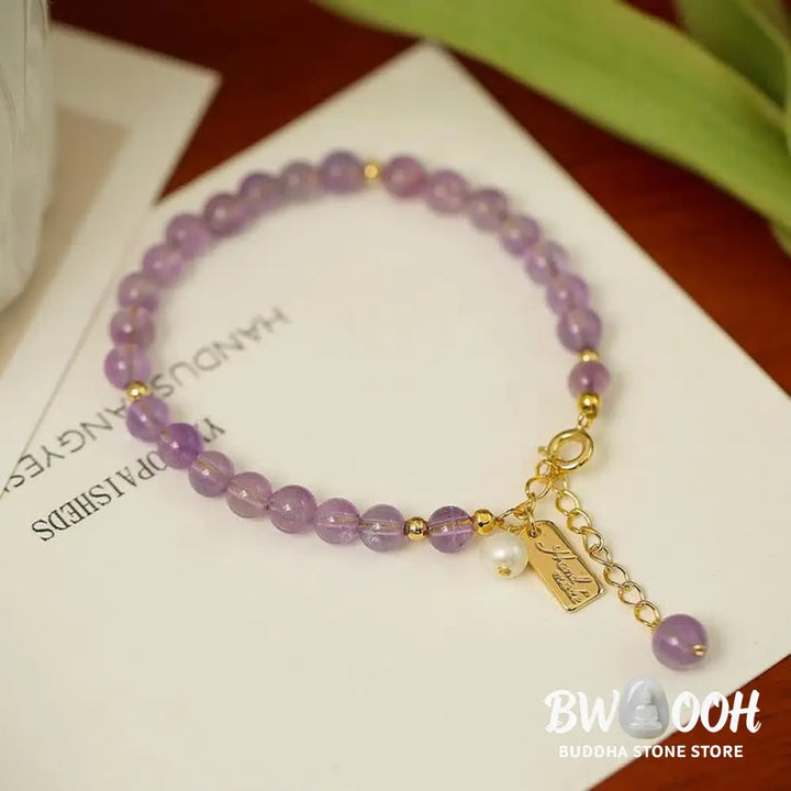 BWOOOH Natural Amethyst Crystal Relieves Stress Bracelet - Amethyst (Spiritual Awareness ♥ Inner Peace)