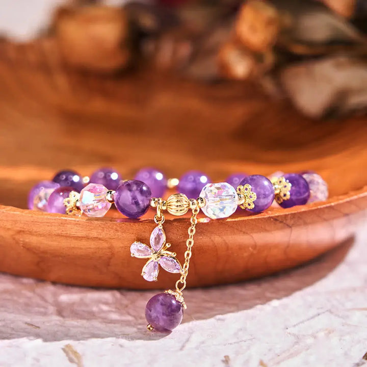 BWOOOH Natural Amethyst Crystal Spiritual Butterfly Charm Bracelet - BWOOOH - Amethyst (Spiritual Awareness ♥