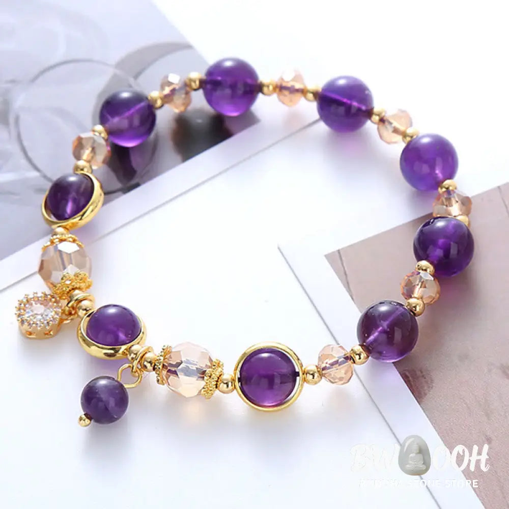 Buddha Stones Natural Amethyst Geometric Crystal Meditation Bracelet - BWOOOH - Amethyst(Wrist Circumference:15-16cm)