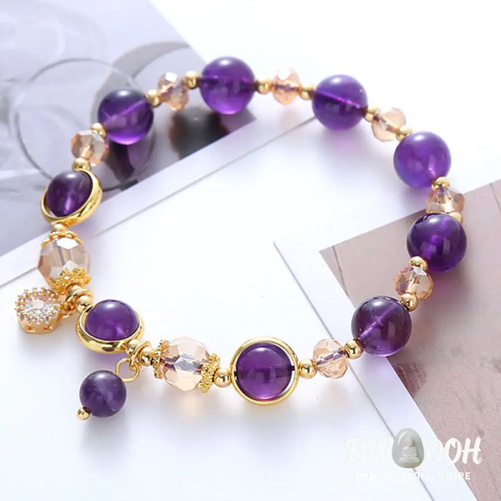Buddha Stones Natural Amethyst Geometric Crystal Meditation Bracelet - BWOOOH - Amethyst(Wrist Circumference:15-16cm)