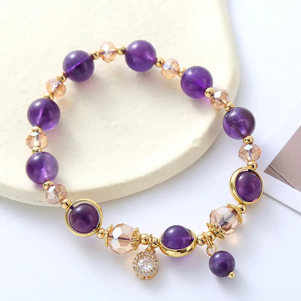 BWOOOH Natural Amethyst Geometric Crystal Meditation Bracelet - BWOOOH - Amethyst(Wrist Circumference:15-16cm)