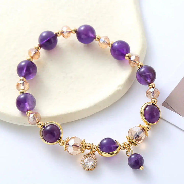 BWOOOH Natural Amethyst Geometric Crystal Meditation Bracelet - BWOOOH - Amethyst(Wrist Circumference:15-16cm)