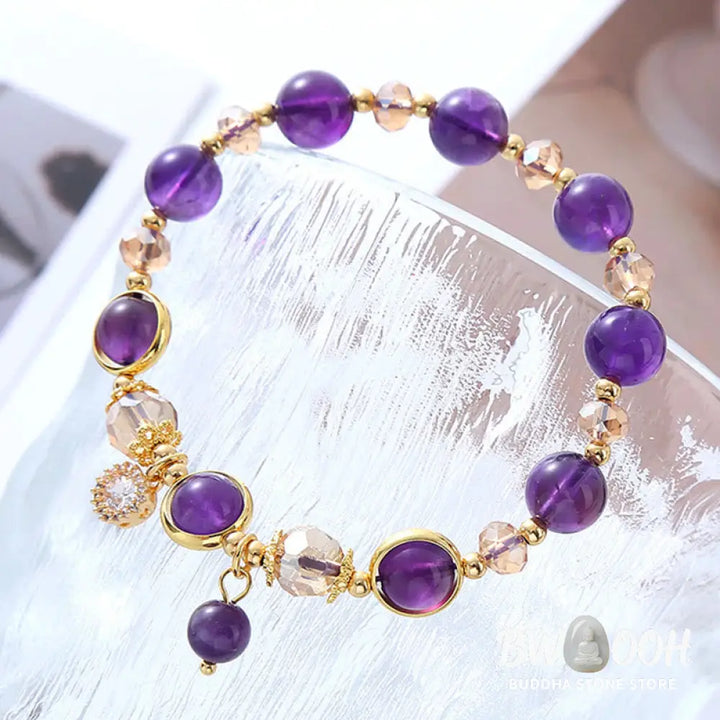 Buddha Stones Natural Amethyst Geometric Crystal Meditation Bracelet - BWOOOH - Amethyst(Wrist Circumference:15-16cm)