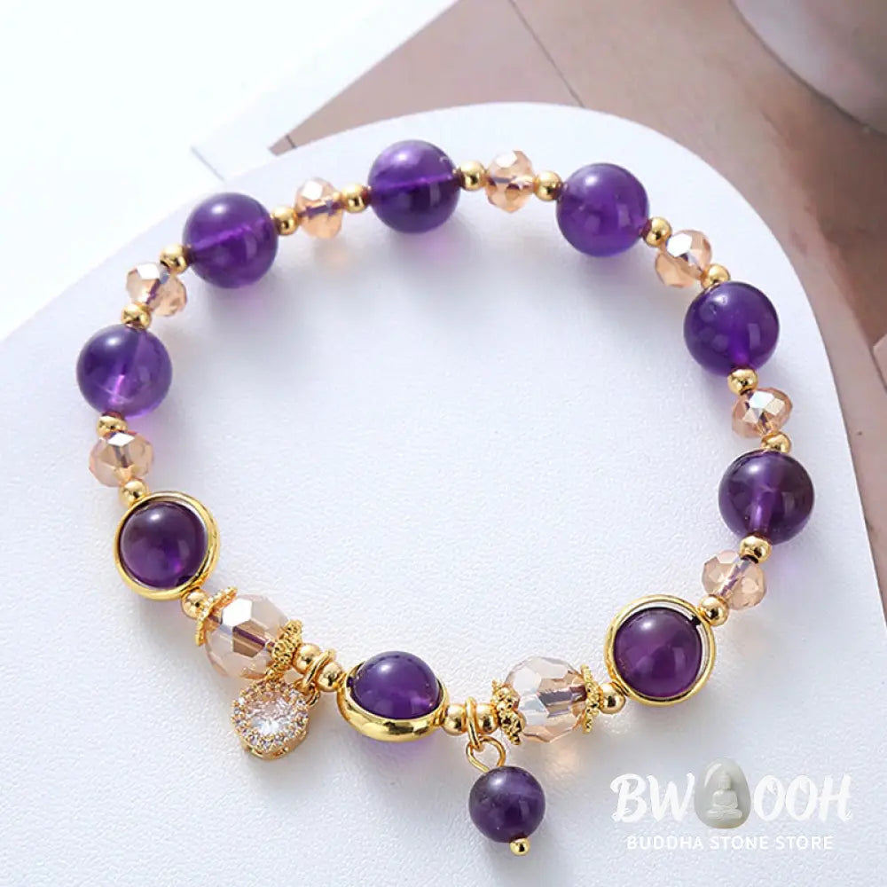 Buddha Stones Natural Amethyst Geometric Crystal Meditation Bracelet - BWOOOH - Amethyst(Wrist Circumference:15-16cm)
