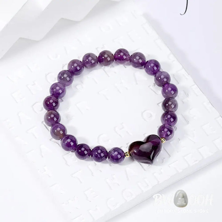 Buddha Stones Natural Amethyst Green Aventurine Tiger Eye Strawberry Quartz Love Heart Spiritual Bracelet - Bracelet