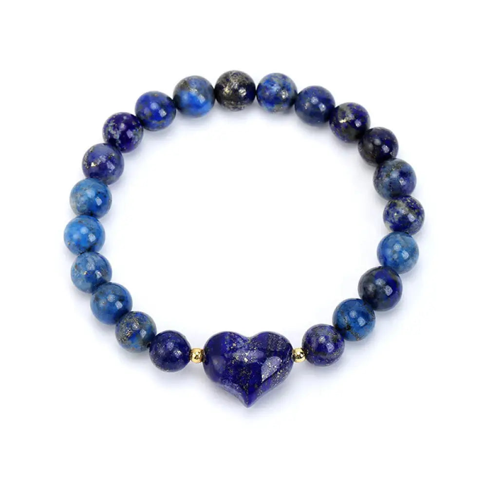 Buddha Stones Natural Amethyst Green Aventurine Tiger Eye Strawberry Quartz Love Heart Spiritual Bracelet - Lapis