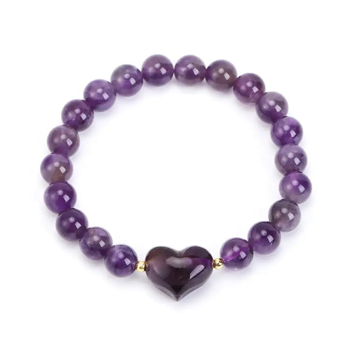 Buddha Stones Natural Amethyst Green Aventurine Tiger Eye Strawberry Quartz Love Heart Spiritual Bracelet