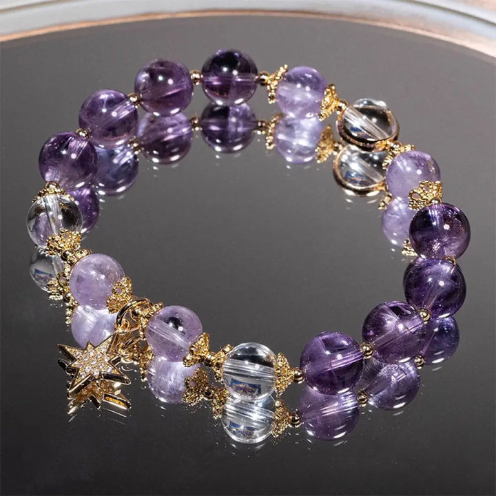 BWOOOH Natural Amethyst Inner Peace Healing Star Charm Bracelet - BWOOOH - Amethyst(Inner Peace♥Healing)(Wrist